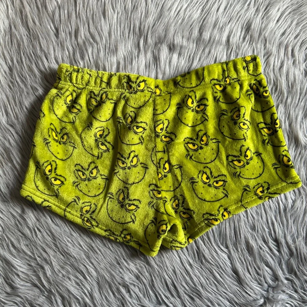The Grinch Dr.Seuss Fleece Pajama Shorts Womens Size Medium (8-10) Green Pajamas